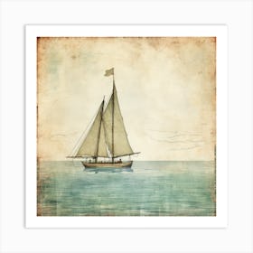 Vintage Sailboat 2 Art Print