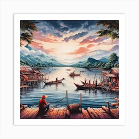 A fishing Village. Art Print