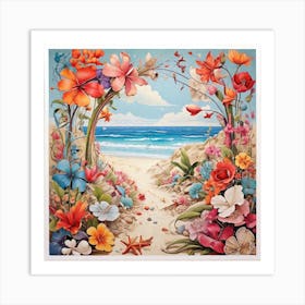 Flowers By The Sea Art Print