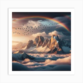 Rainbow Over Mountains Art Print