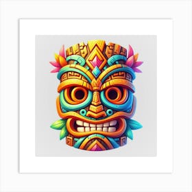 Watercolor Festival Tiki Mask 17 Art Print