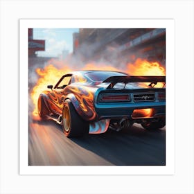 Fast Cars On Fire Art Print