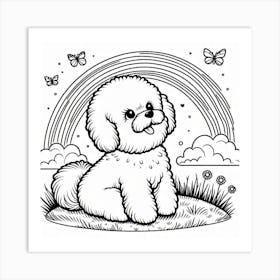 Line Art Bichon Frisé dog Art Print