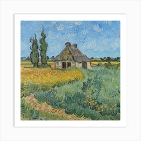 Wheat Field With Cypress Trees Old Wooden van Gogh Vincent Art Print
