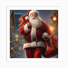 Christmas With Santa Art Print