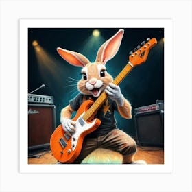 Rabbit Playing Guitar 8 Art Print