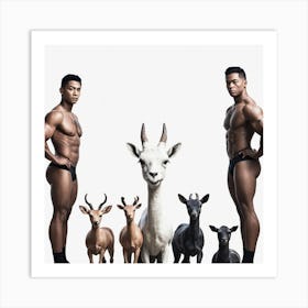 Two Men With Goats Art Print