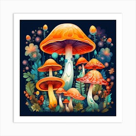 Mushrooms In The Forest 101 Art Print