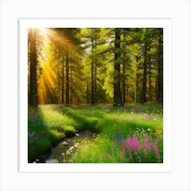 Wildflowers In The Forest Art Print