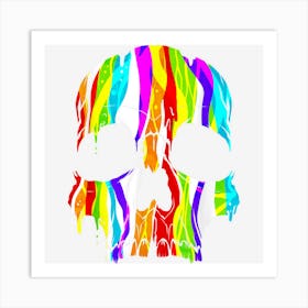 Colorful Skull Paint Dripping Day Of The Dead And Halloween Art Print