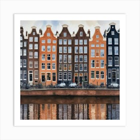 Amsterdam Houses Watercolor Art Print Art Print