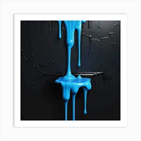 Blue Paint Drip Art Print