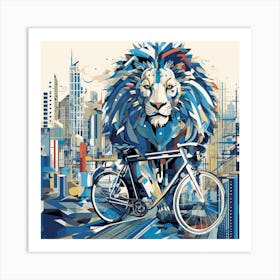 Lion On A Bike Art Print