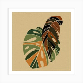 Monstera Leaf Plants Leaves Monstera Boho Retro Art Print