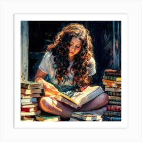 Girl Reading A Book 1 Art Print