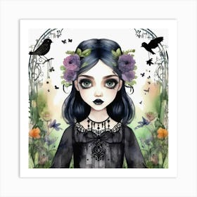 cute whimiscal gothic girl 2 Art Print