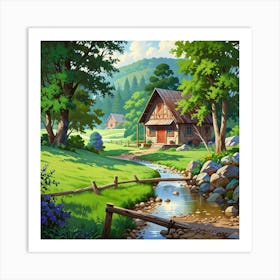 Cottage In The Countryside 3 Art Print