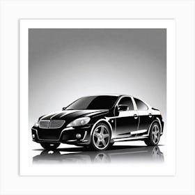 Black Car On A Grey Background Art Print