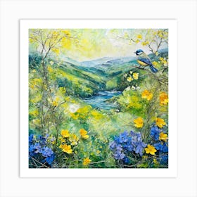 Bluebird In The Meadow Art Print