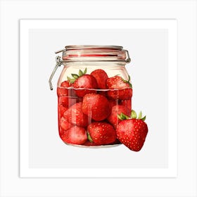 Strawberry In Glass Jar Art Print