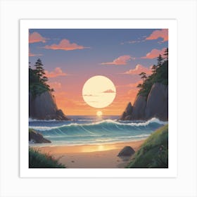 Sunset At The Beach Art Print