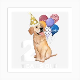 2 Years Old Boy Girl Love Dog Pet Golden Retriever Birthday Art Print