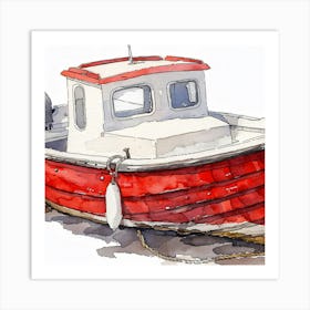 Red Fishing Boat 1 Art Print