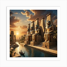 Egyptian Temples At Sunset Art Print