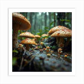 Mushrooms In The Forest 4 Art Print