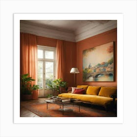 Orange Living Room 1 Art Print