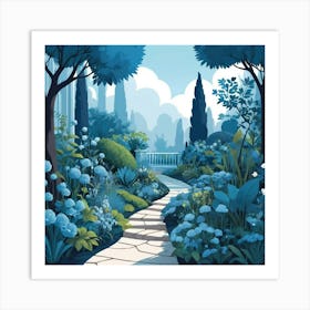 Graphic Design Blue Garden Art 3 Art Print