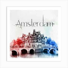 Amsterdam City Watercolor Painting 1 Art Print