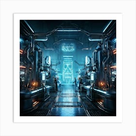 Cyber Industrial Landscape Featuring Advanced Automation Sleek Robotic Arms Performing Intricate Ta (2) Art Print