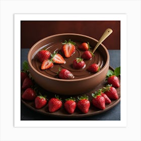 Chocolate Dip With Strawberries Art Print