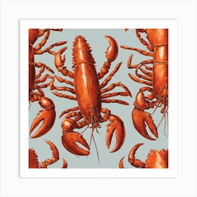Lobster On Orange Art Print Art Print