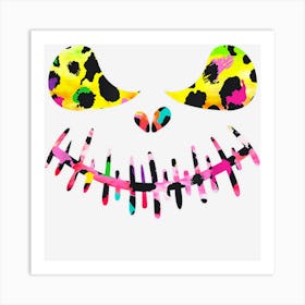 Loud Leopard Multi Colored Jack O Lantern Pumpkin Face 1 Art Print