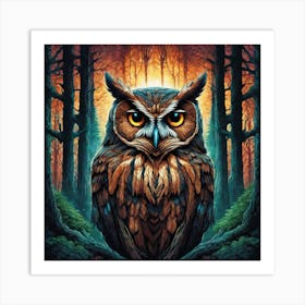 Owl In The Woods 14 Art Print