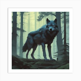 Wolf In The Woods 55 Art Print