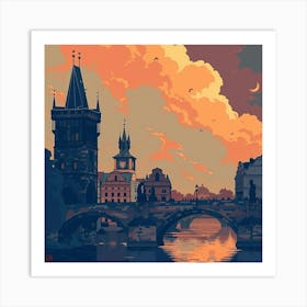 A Prague With Charles Bridge Lofi Illustration 1720467760 2 Art Print