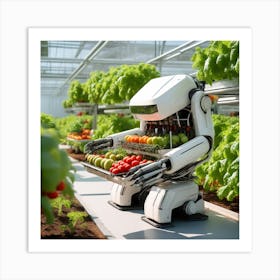 Robot In The Greenhouse Art Print