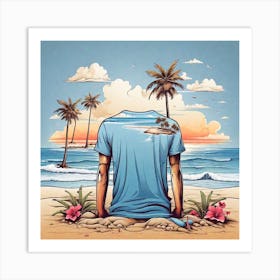 Man On The Beach Art Print