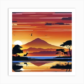 Sunset In The Savannah 1 Art Print