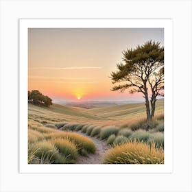 Sunset In The Field Art Print