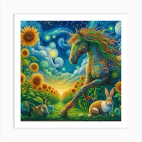 Horse In The Field Art Print