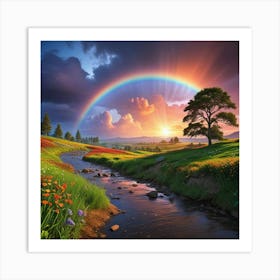 Rainbow Over A Stream Art Print