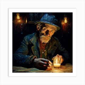 Old Man With Candle Art Print