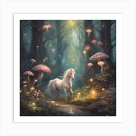 Unicorn In The Forest 2 Art Print