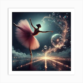 Ballerina Dancing With Bubbles Art Print