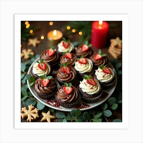 Flux Dev A Vibrant And Inviting Christmas Dessert Arrangement 3 Art Print