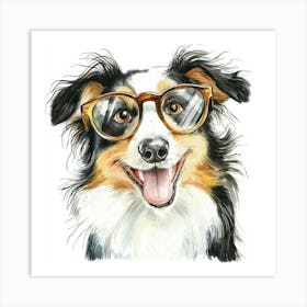 Dog With Glasses 28 Art Print